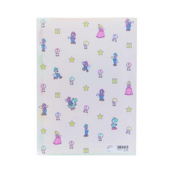 Super Mario Brothers 5 Pockets A4 Index File Holder - Characters Pink Green