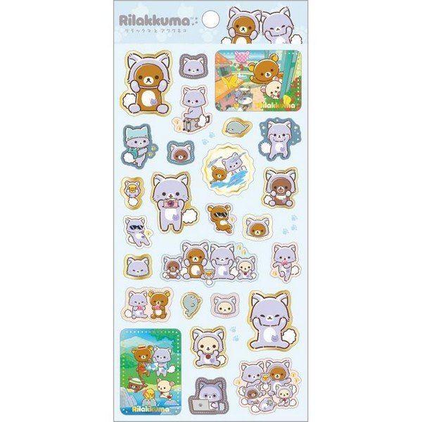 Rilakkuma : Rilakkuma and Awawaneko Travel Sticker Sheet