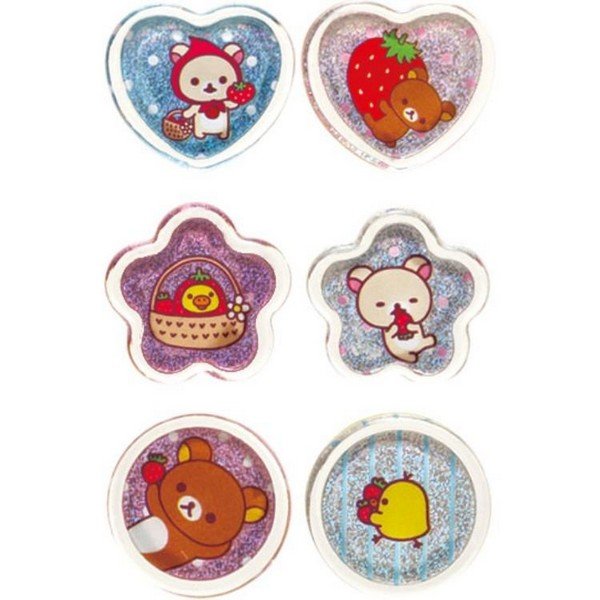 Kiiroitori & Korilakkuma & Rilakkuma : Strawberry Pink Sparkly Marble Sticker Flakes