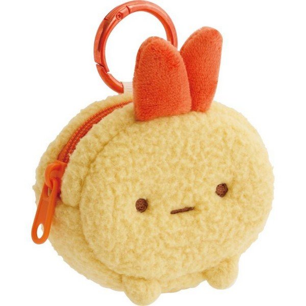 Sumikko Gurashi : Ebifurai no Shippo Fried Shrimp Tail Fluffy Face Daze Mini Pouch with Carabiner