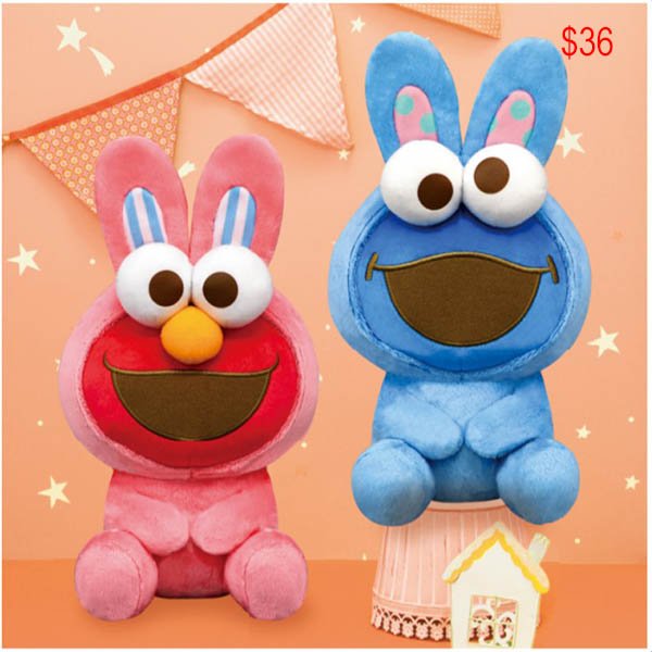 Easter Bunny Elmo and Cookie soft toy